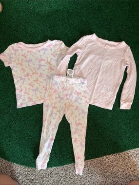Toddler Pink Bow-Print Pajama Set - 3-Piece Sleepwear